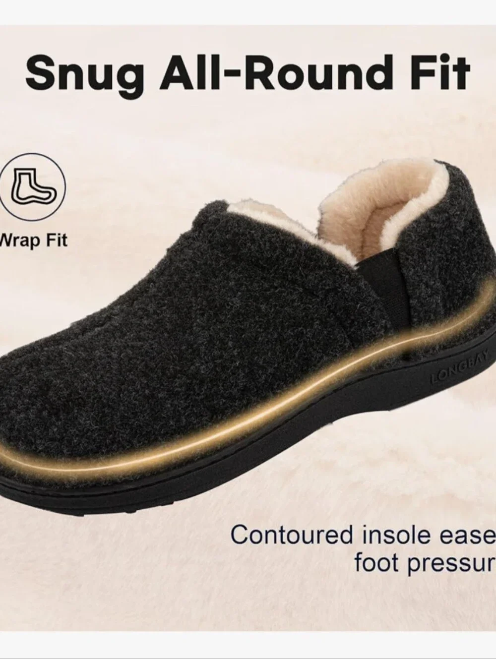 Men's Slippers Warm Bedroom Indoor Memory Foam Winter House Shoes
